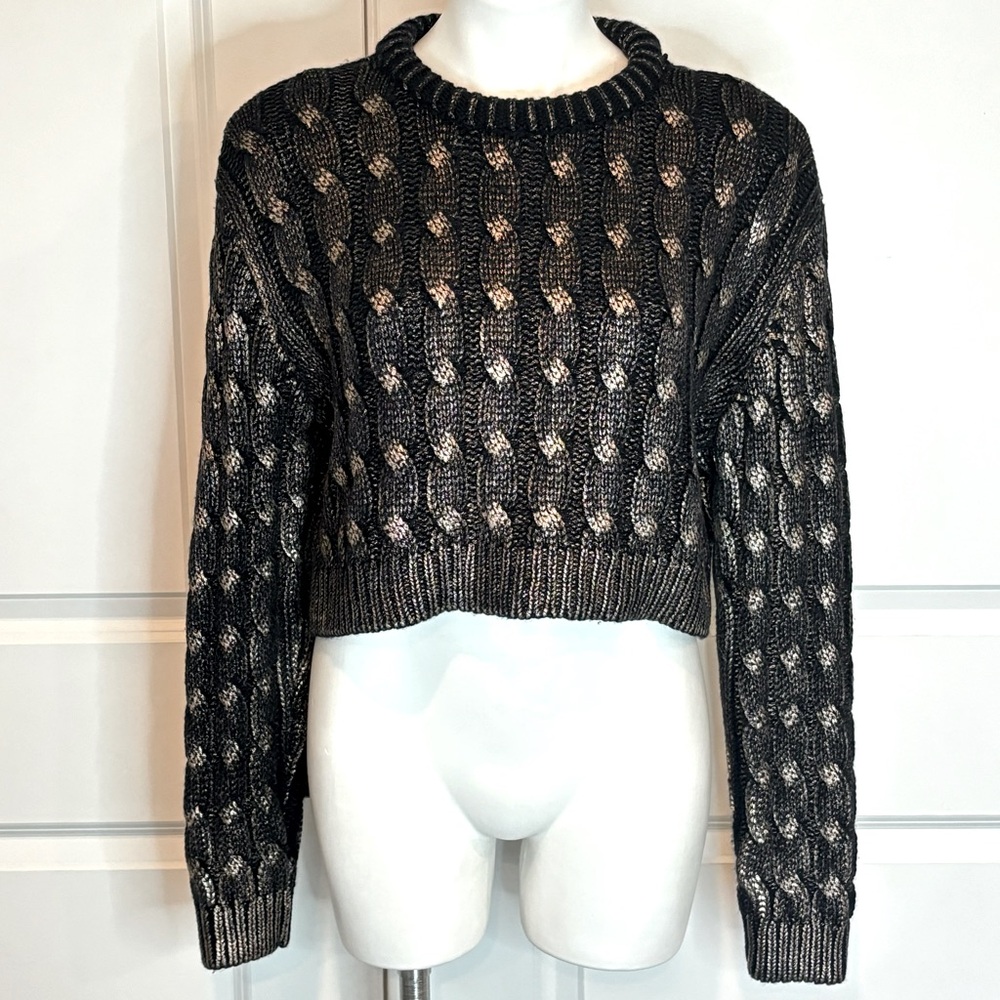 Zara Black and Silver Crew Neck Sweater